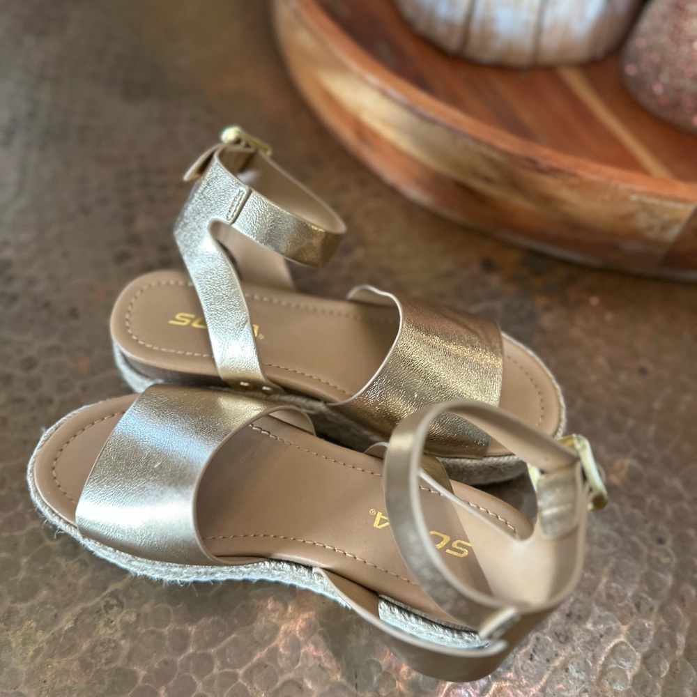 Soda open toe buckle ankle strap Espadrilles Flatform Wedge sandal